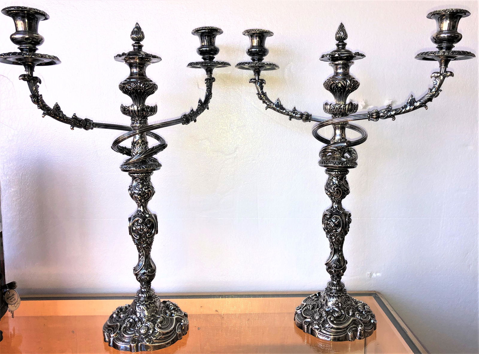 Pair of antique 2 arm sterling silver candelabra (1 of 6)