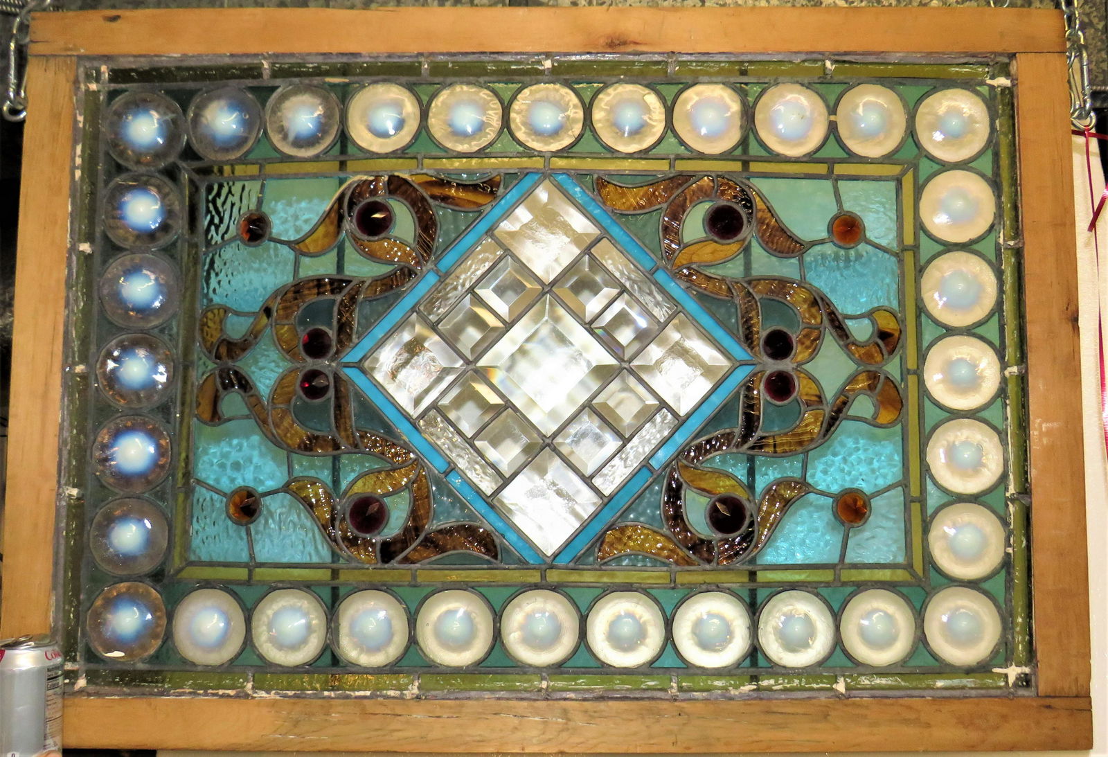 Antique American Stained and Beveled Glass Window (1 of 4)