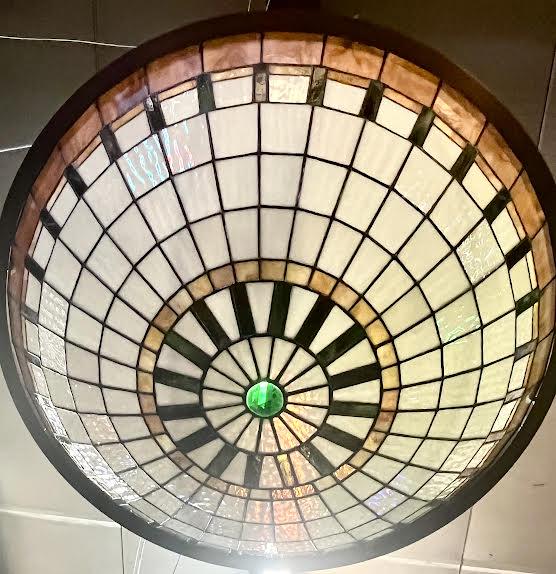 Geometric Stained Glass Ceiling Dome Light (1 of 2)