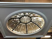 Antique leaded glass jewelry store dome with large faceted jewels.  Dome is 5' diameter in a 7'