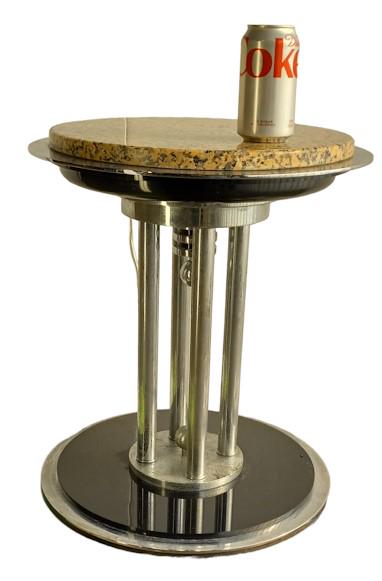 Art Deco Marble Top Gueridon Table in Chrome. 20" H x 18" Diameter: Art Deco Marble Top Gueridon Table in Chrome. 20" H x 18" Diameter