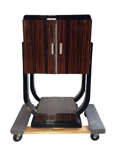 Art Deco 2 door cabinet in zebra wood. 36"H x 20"W x 15"D: Art Deco 2 door cabinet in zebra wood. 36"H x 20"W x 15"D