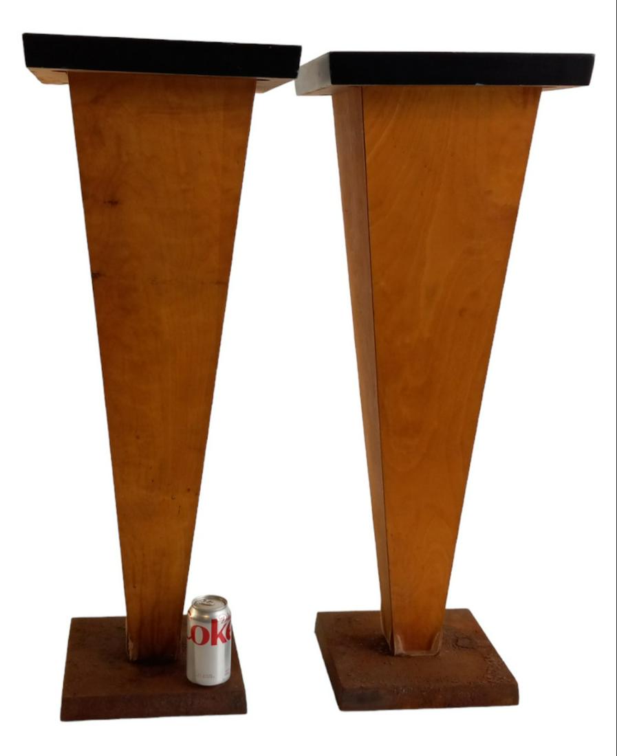 Pair of Art Deco pedestals in walnut. 38" H x 14" Square: Pair of Art Deco pedestals in walnut. 38" H x 14" Square