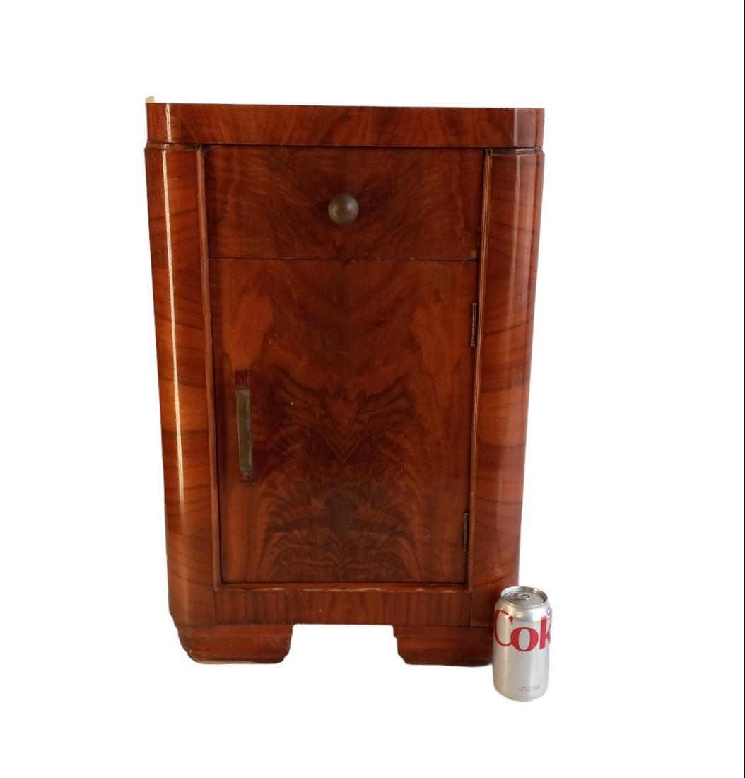 Art Deco nightstand in burl walnut. 26"H x 17"W x 14.5"D: Art Deco nightstand in burl walnut. 26"H x 17"W x 14.5"D