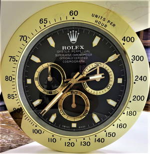 Advertising Clock marked Rolex: Advertising clock marked Rolex. 13.5" Diameter