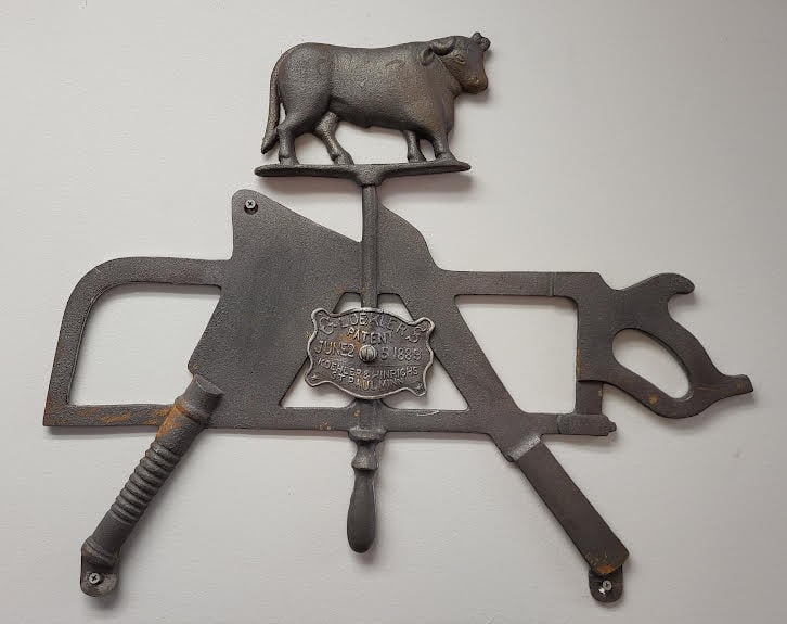 Cast Iron Butcher Sign with Steer & Cleavers (1 of 5)