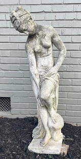 Cast Stone 'Venus The Bather': Cast stone statue of Allegrain's "Venus the Bather" 43"H x 12"W x 12"D