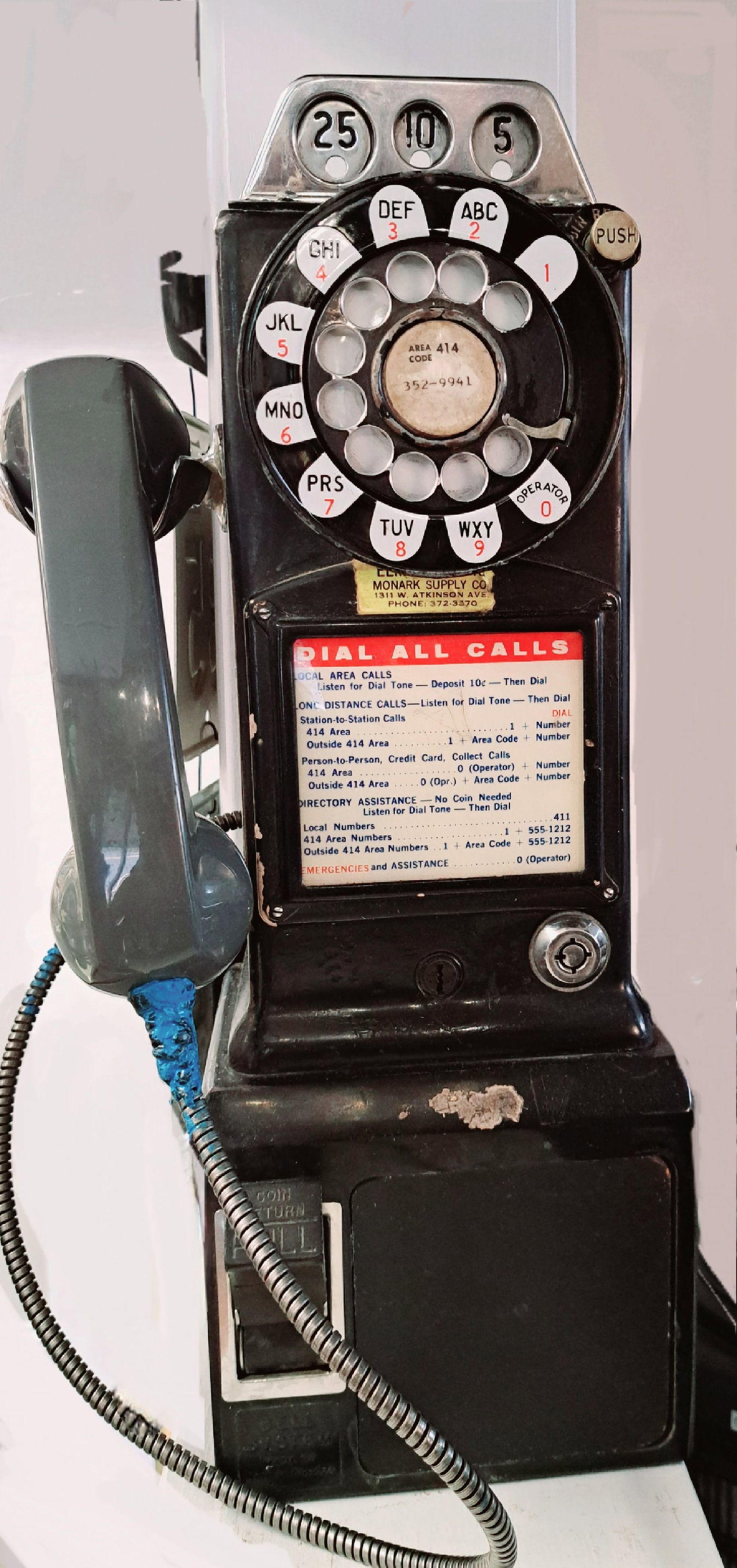 Monark Supply Co Black Wall Mount Rotary Pay Phone (1 of 4)