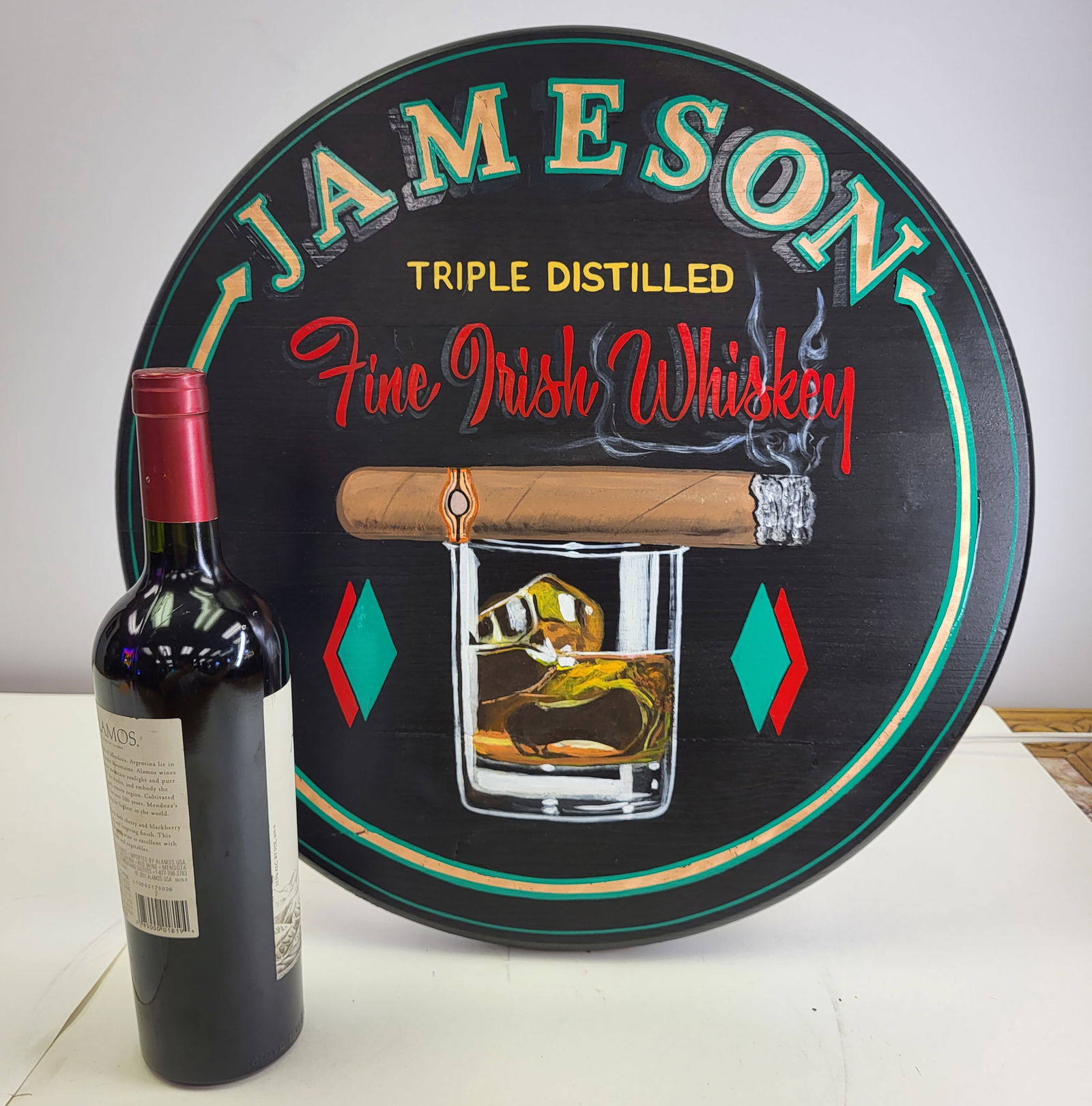 Round Jameson Irish Wiskey Advertisement Sign (1 of 5)