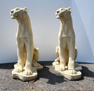 Pair Of Belgium Stone Panthers: A Pair Of Well Maintained Belgium Stone Panthers. 33"H x 13"W x 34"D