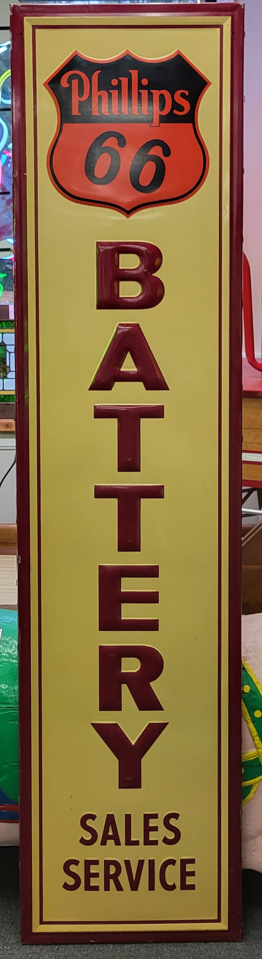 Signed Phillips Battery Advertisement Sign (1 of 3)