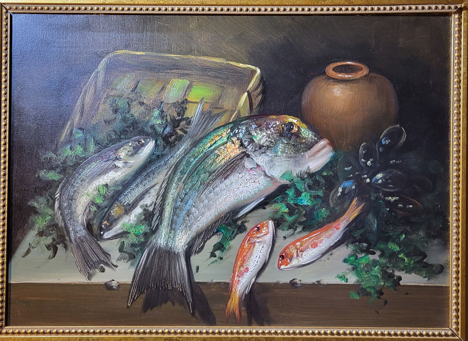 DeLuca's Oil On Canvas Still life of Fish (1 of 4)