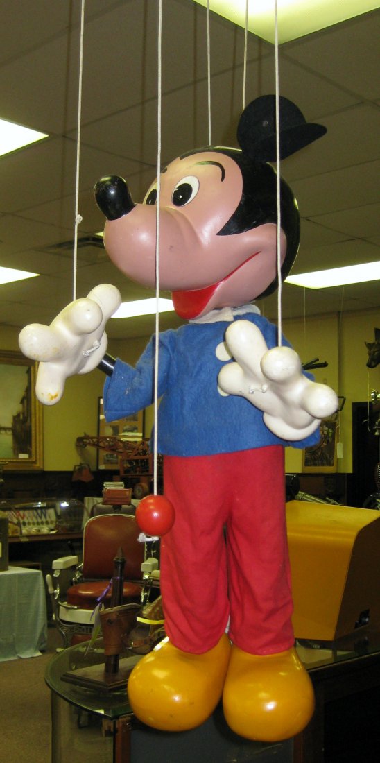 Original Mickey Mouse Marionette Puppet: Original Hand Carved Mickey Mouse Marionette Puppet with original clothing. As seen on "Pawn Stars". Signed. Appraised at $8500.00