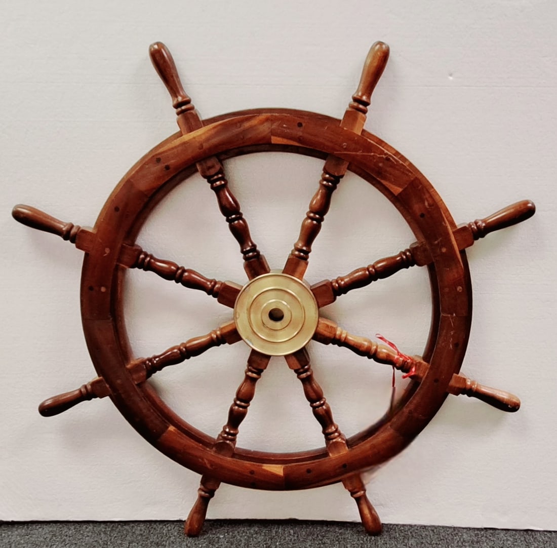 Mahogany and Brass Ships Wheel (1 of 2)