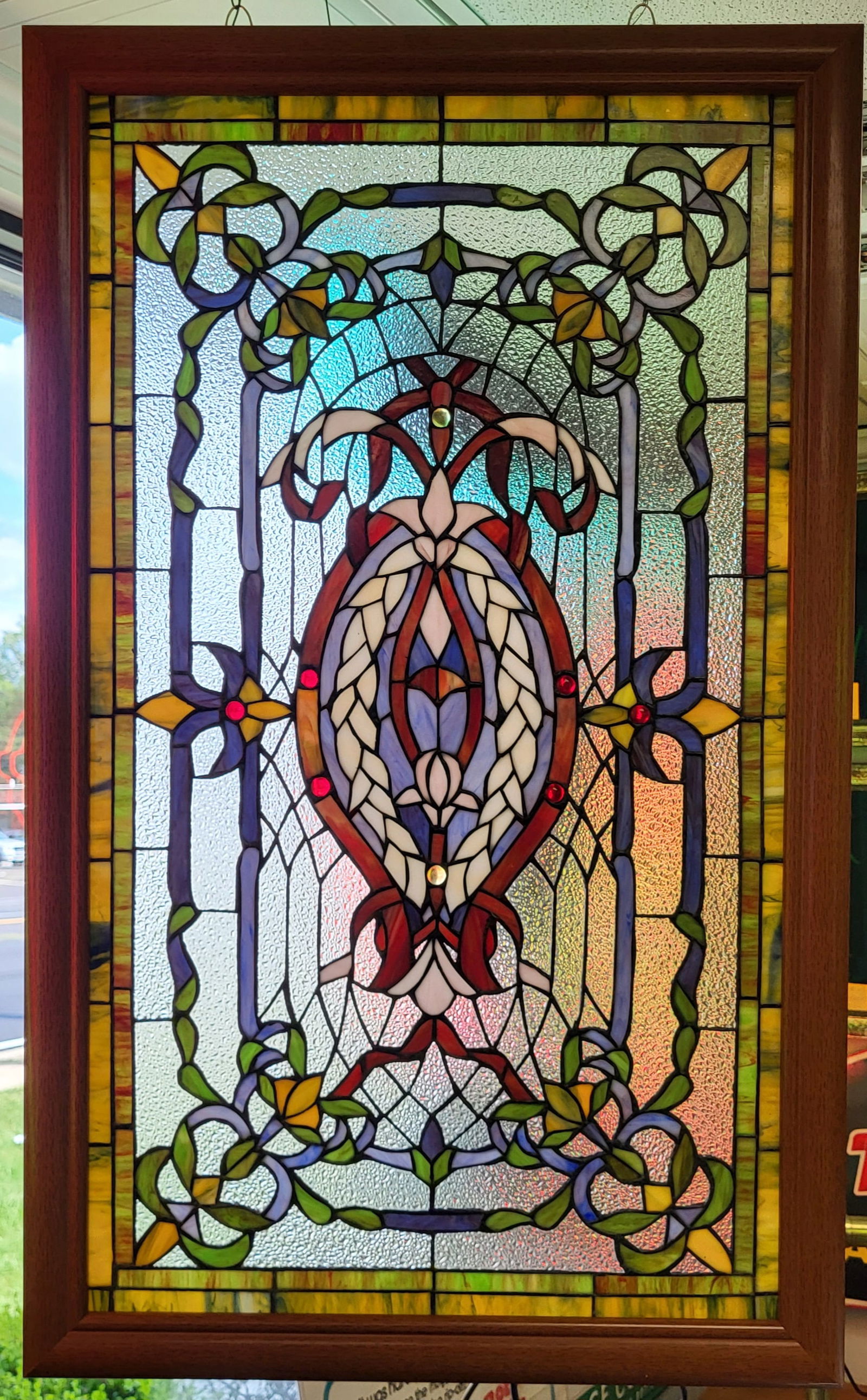 Floral Stained Glass With Multiple Colors Auction