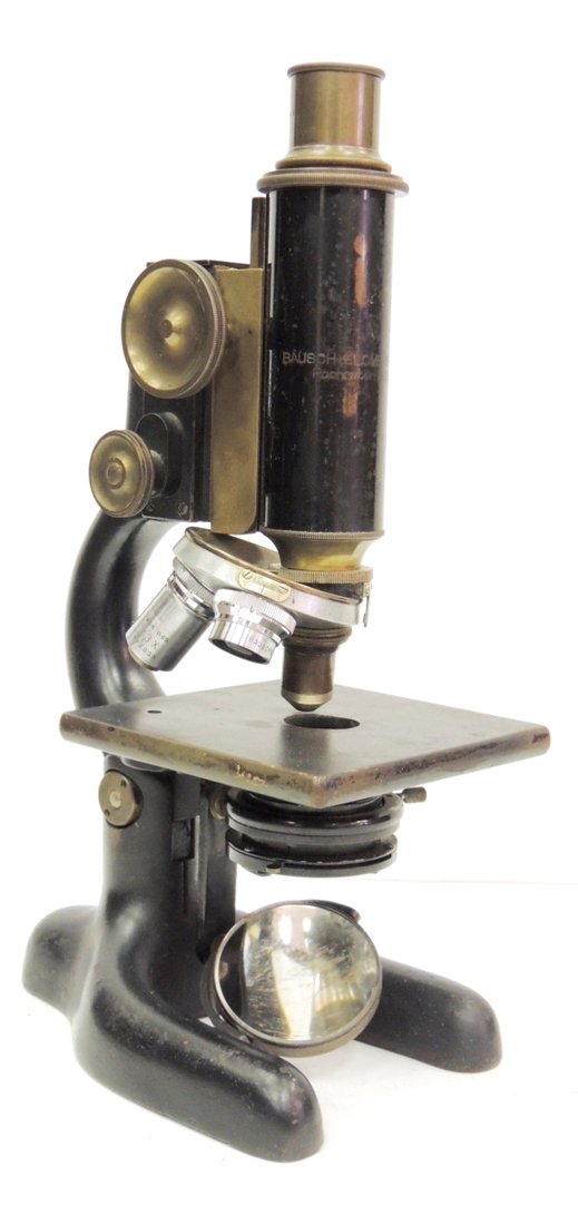 Bausch & Lomb microscope; patent Jan. 5, 1915: 6.5"l x 4.25"w x 11.5"h