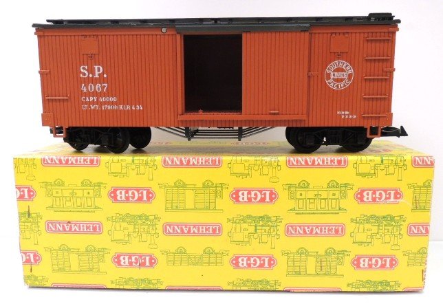 L.G.B. orange traincart 4067 with yellow box: made in Western Germany; box: 5"w x 17.5"l x 6"h