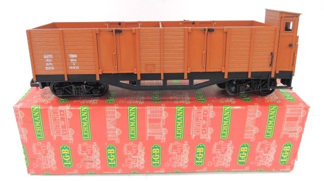 L.G.B. orange traincart 4062 with red box: Made in Western Germany; box: 5.25"w x 18.5"l x 5.5"h