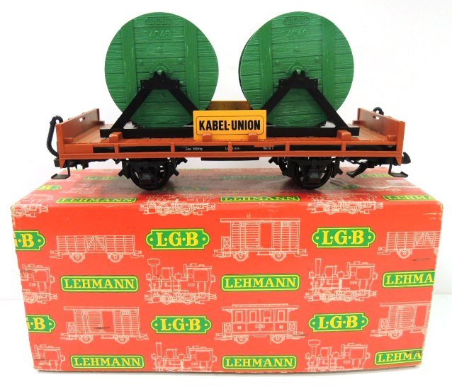 L.G.B. Kabel-Union traincart 4002 with red box: Made in Western Germany; box: 5"w x 13.25"l x 6"h