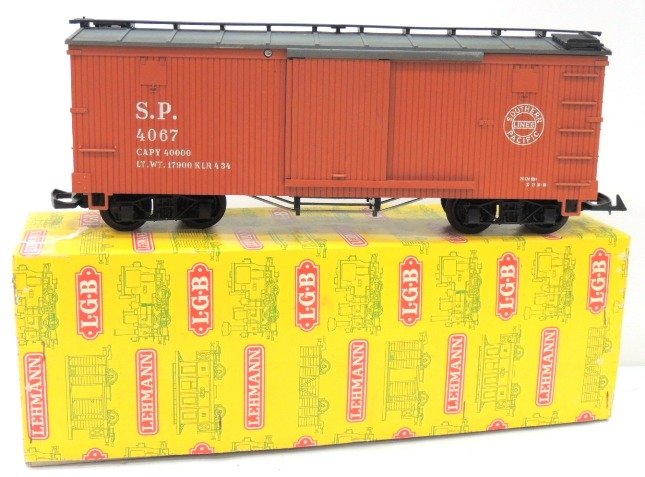 L.G.B. orange traincart 4067 with yellow box: Made in Western Germany; box: 5"w x 17.5"l x 6"h