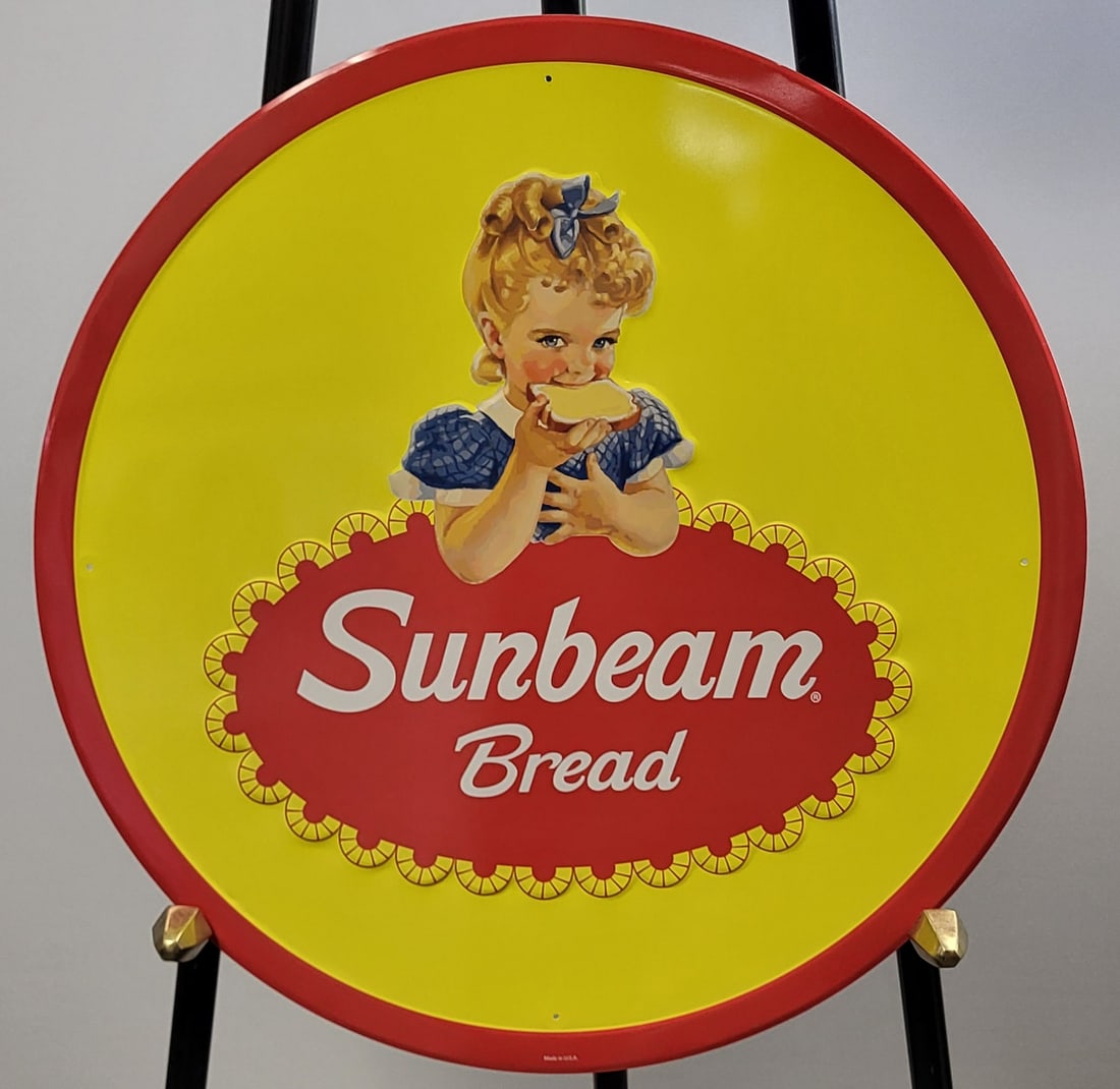 Sunbeam Round Tin Advertising Sign (1 of 2)