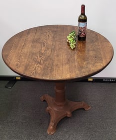 Brunswick Oak and Cast Iron Round Speakeasy Pub Table