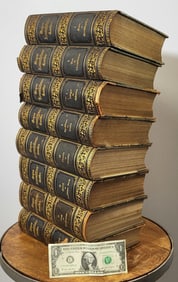 Set Of 8 Gold Leaf Books