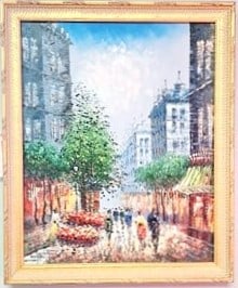 Framed Oil On Canvas Victorian Era Street (1 of 4)