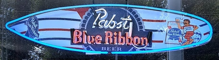 Pabst's Blue Ribbon Neon Surfboard
