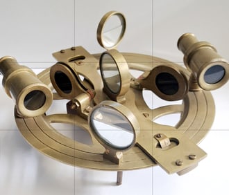 Bronze Sextant navigation instrument