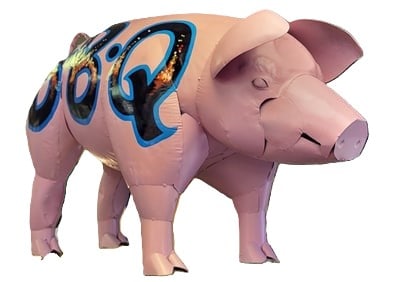 Large Hand Painted Metal Pink BBQ Pig