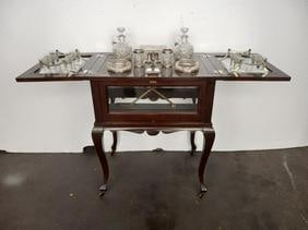 Walnut tantalus Serveware Bar Cart