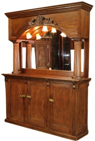 Oak And Mahogany Front Bar With Lighted Single Arch