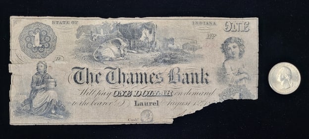 The Thames Bank Of Indiana $1 mid 1880"s