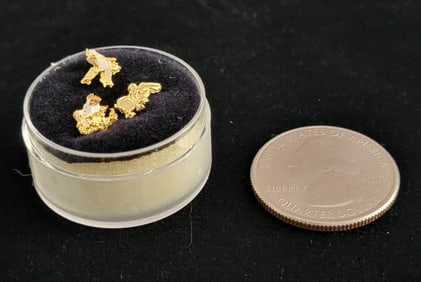 Three Separate Quartz Pieces With Gold