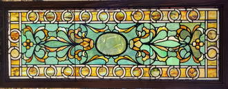 Signed Tiffany and Co. Stained Glass Transom Window
