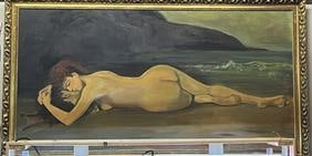 Monumental Bar Room Nude Of A Woman Laying On The Beach