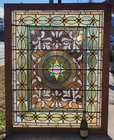 Stained Glass With A Blue and Yellow Star