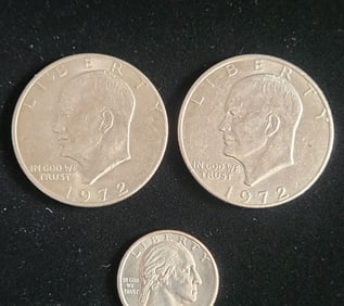 A Set Of Two Coins 1972, 1972 Eisenhower Dollar US Coin