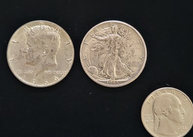 1945 Half Dollar x 1966 Kennedy Half Dollar