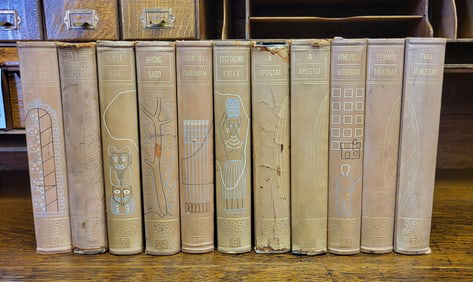 Set Of 11 Leather Bound Art Books