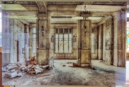 Large Glass Mounted Photo Of Architectural Ruin
