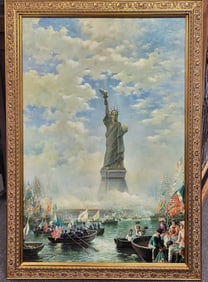 Framed Oil On Canvas Homage To Liberty