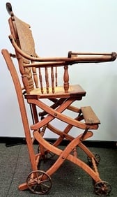 19th Century Red Oak Convertible High Chair (1 of 6)