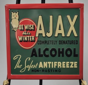Ajax Antifreeze Tin Advertising Sign