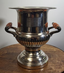 Vintage French Champagne Cooler Ice Bucket Silver Plate Trophy