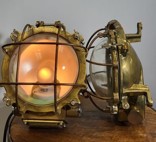 A Pair Of Polished Silver Plated Gang Way Lights