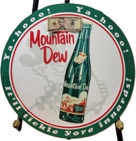 Large Round Mountain Dew Sign