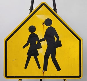 Yellow Pedestrian Crossing Road Sign