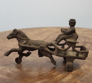Antique Doctor Drivin Horse And Buggy Metal Toy Collectable